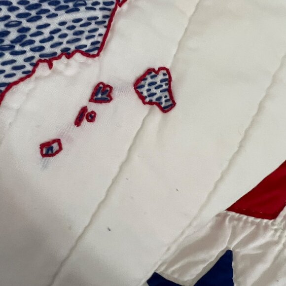 Rare 70s Hand Stitched Heirloom State Flowers Birds Statehood Patchwork Quilt - Picture 7 of 10